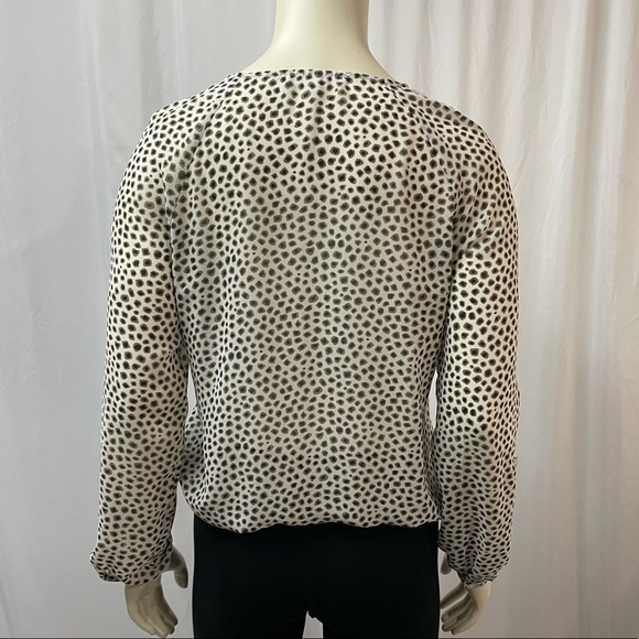 Cleo Leopard Print Long Sleeve Blouse with Ruffle Front, Size XS - Picture 3 of 9